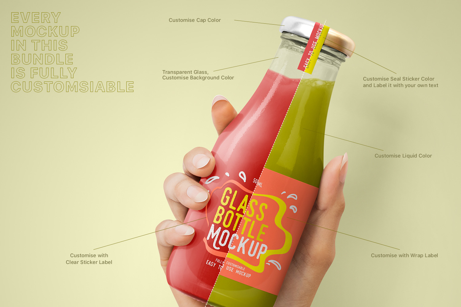 Realistic Glass Bottle Mockup Realistic Glass Bottle Mockup