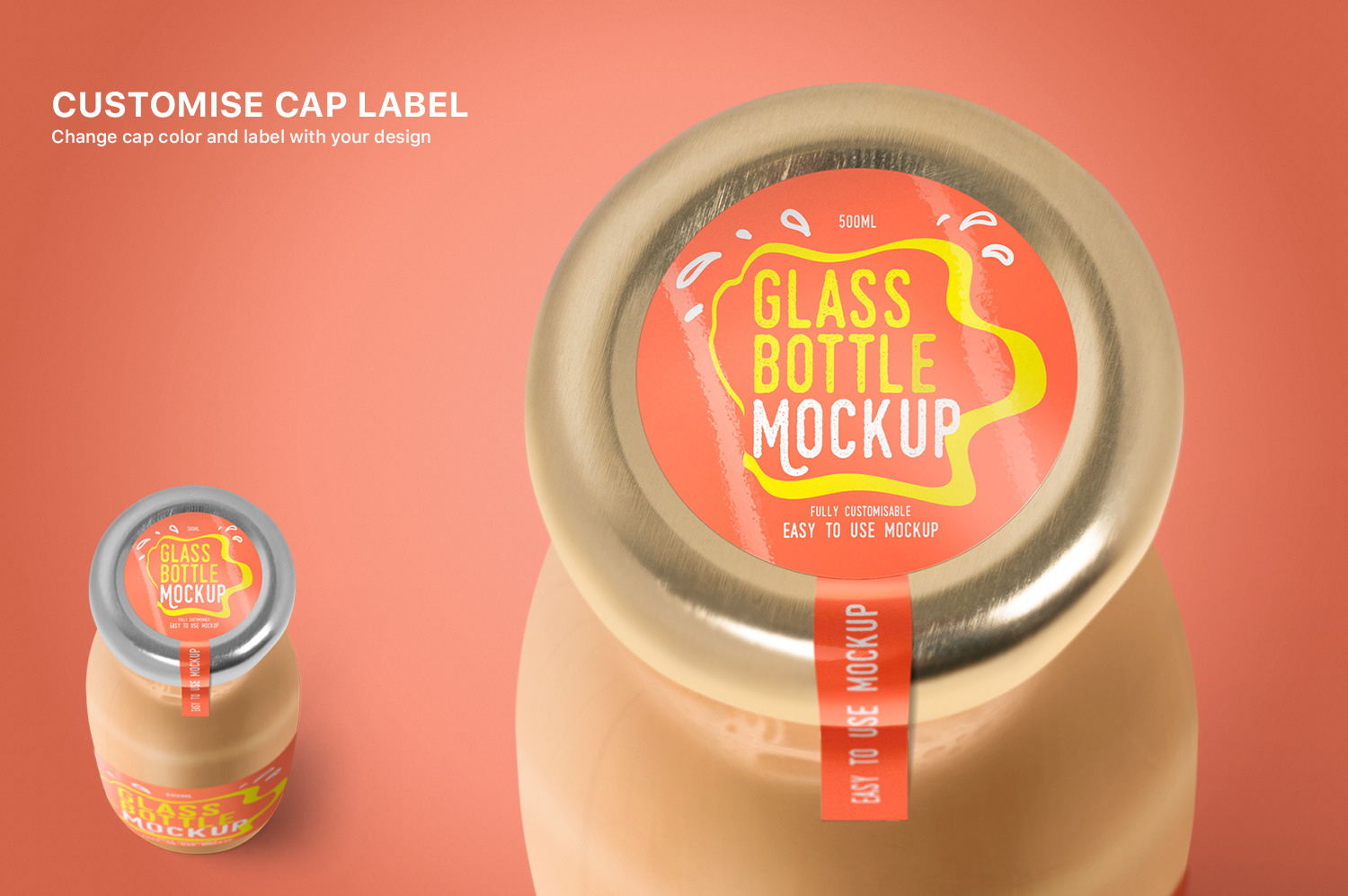 Realistic Glass Bottle Mockup