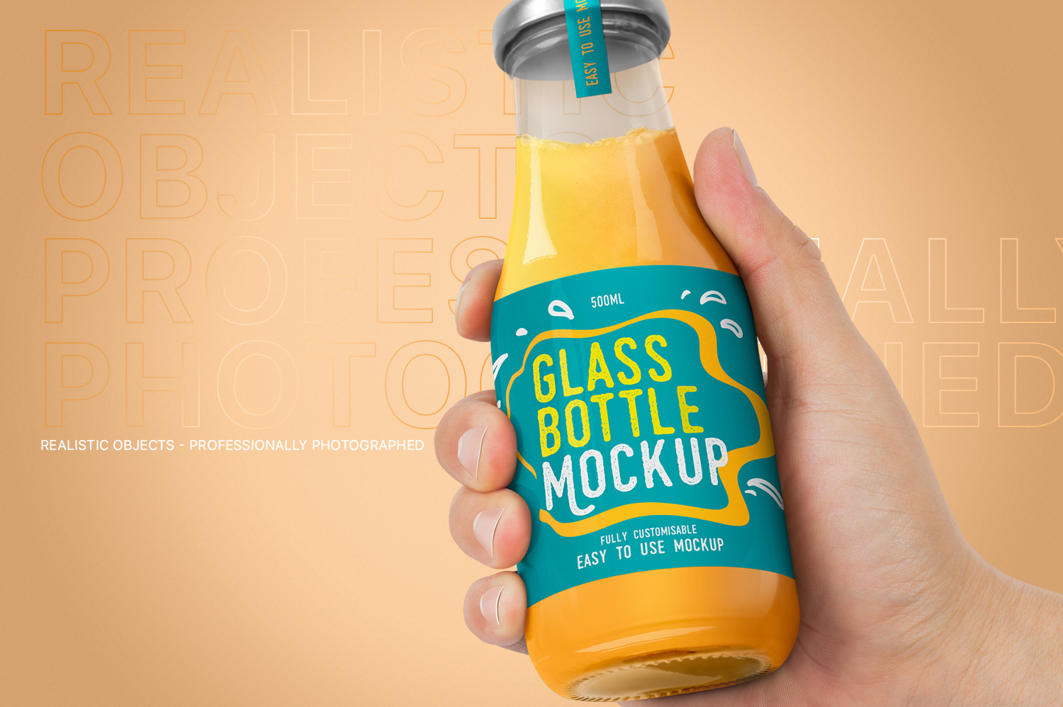 Realistic Glass Bottle Mockup