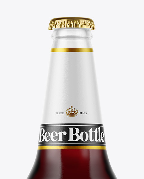 Clear Glass Bottle with Red Ale Mockup