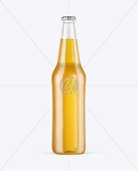 Clear Glass Lager Beer Bottle Mockup