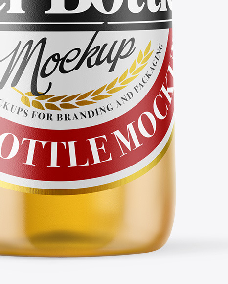 Clear Glass Lager Beer Bottle Mockup