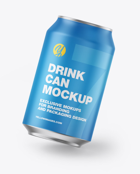 Metallic Drink Can w/ Matte Finish Mockup