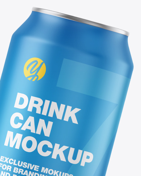 Metallic Drink Can w/ Matte Finish Mockup