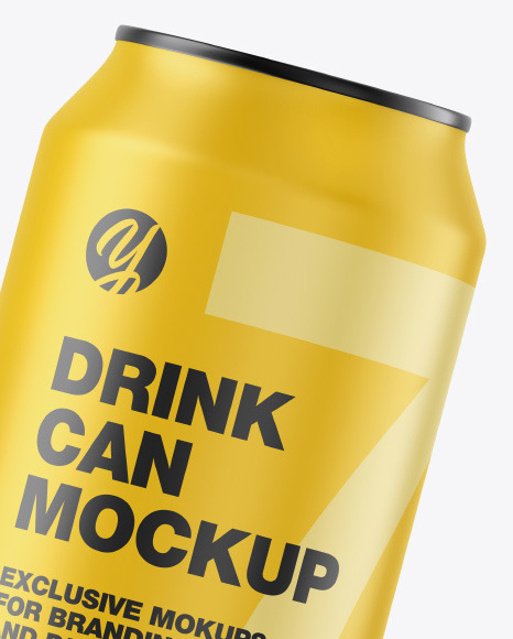 Metallic Drink Can w/ Matte Finish Mockup