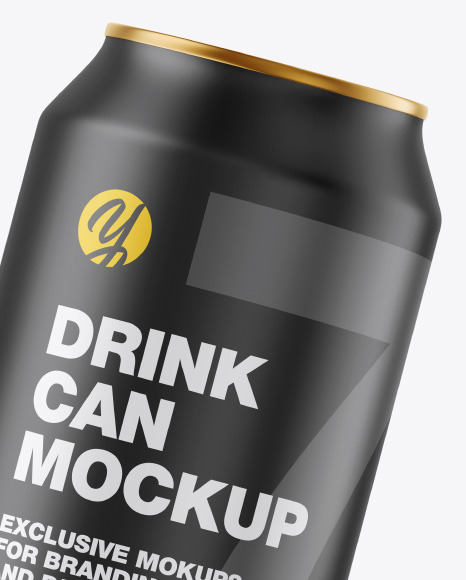 Metallic Drink Can w/ Matte Finish Mockup