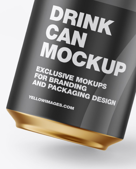 Metallic Drink Can w/ Matte Finish Mockup