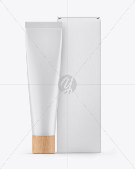 Matte Cosmetic Tube w/ Box Mockup