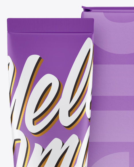 Matte Cosmetic Tube w/ Box Mockup