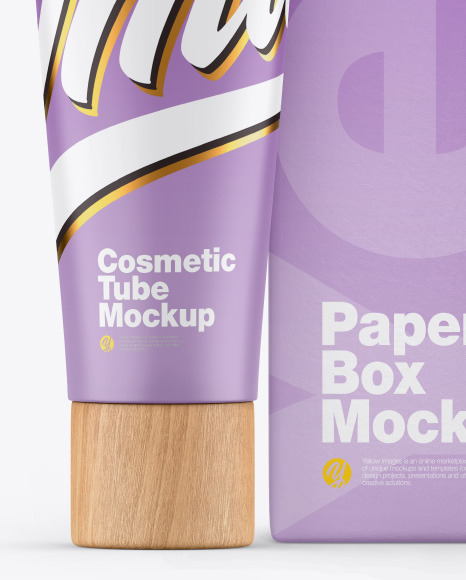 Matte Cosmetic Tube w/ Box Mockup