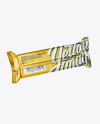 Matte Metallic Snack Bar Mockup - Halfside Back View (High-Angle Shot)