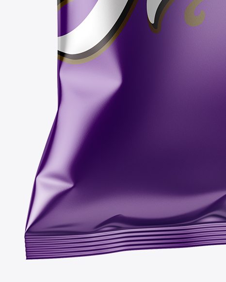 Matte Metallic Snack Package Mockup - Halfside view