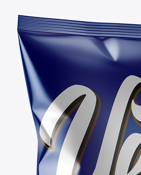 Matte Metallic Snack Package Mockup - Halfside view