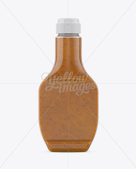 Plastic Bottle with Sauce Mockup - Front View