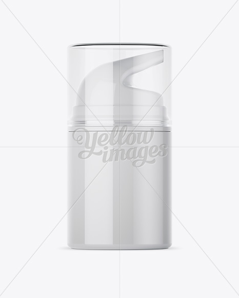 Glossy Cream Bottle with Pump Mockup - Front View