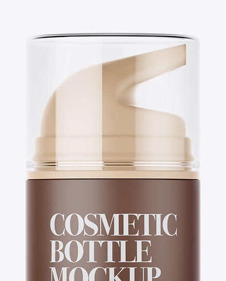 Matte Cream Bottle with Pump Mockup - Front View