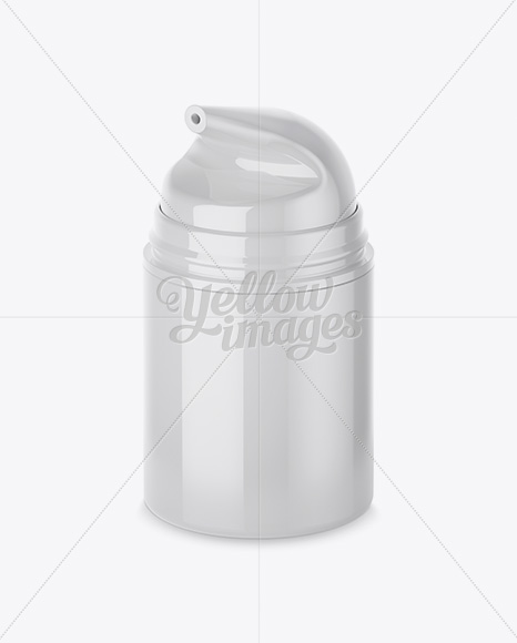 Open Glossy Cream Bottle with Pump Mockup - Halfside View - Free