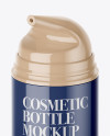 Open Glossy Cream Bottle with Pump Mockup - Halfside View