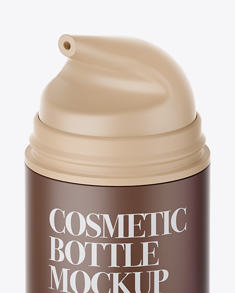 Open Matte Cream Bottle with Pump Mockup - Halfside View