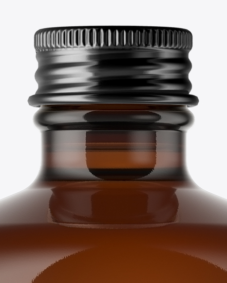 Amber Glass Bottle With Metal Cap Mockup