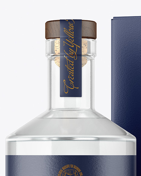 Clear Glass Gin Bottle with Box Mockup