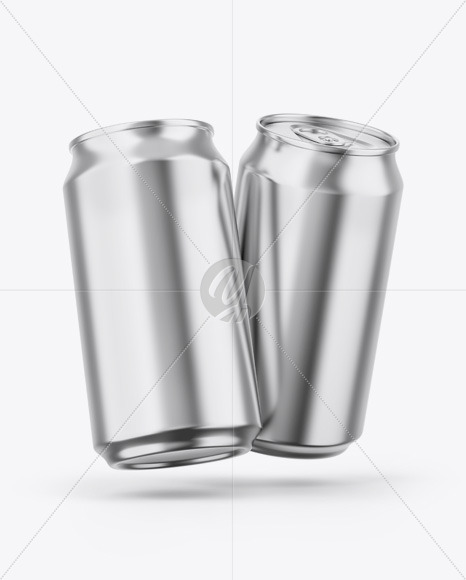 Two Glossy Metallic Cans Mockup Two Glossy Metallic Cans Mockup