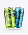 Two Glossy Metallic Cans Mockup Two Glossy Metallic Cans Mockup