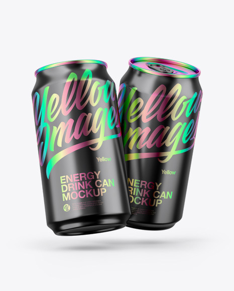 Two Glossy Metallic Cans Mockup Two Glossy Metallic Cans Mockup