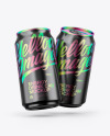 Two Glossy Metallic Cans Mockup Two Glossy Metallic Cans Mockup