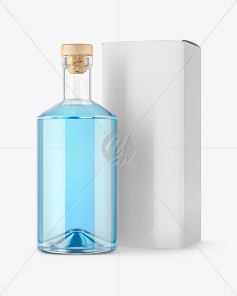 Clear Glass Gin Bottle with Box Mockup