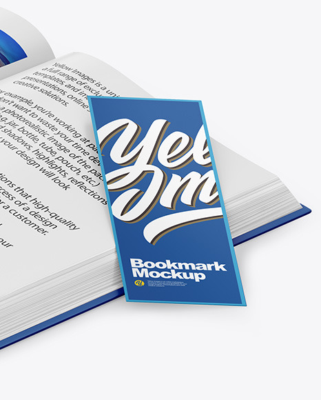 Opened Book with Bookmark Mockup