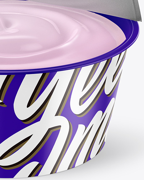 Opened Glossy Yogurt Cup Mockup