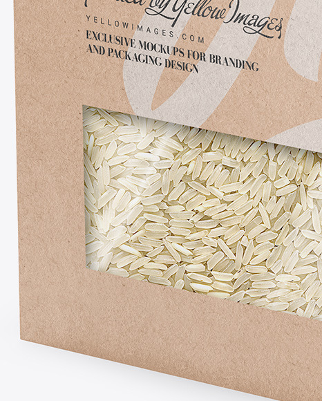 Kraft Box with Rice Mockup - Half Side View