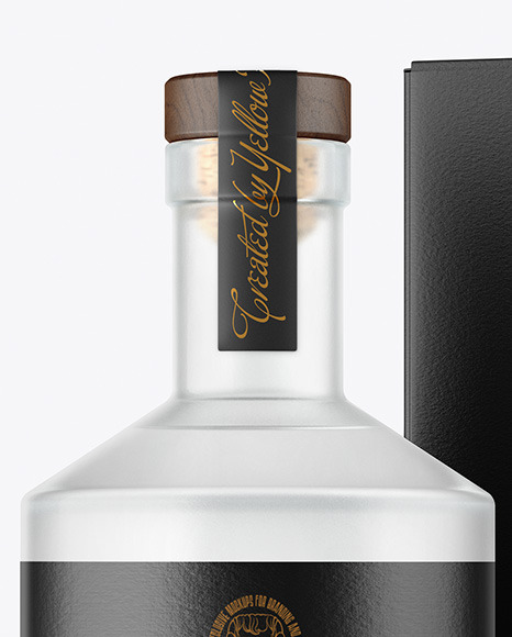 Frosted Glass Gin Bottle with Box Mockup