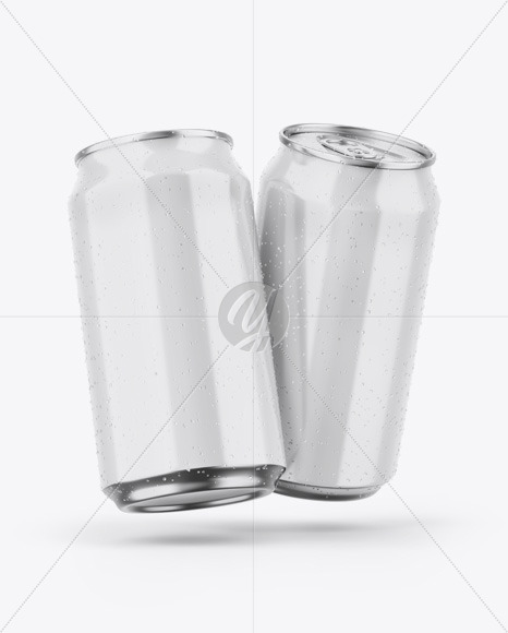 Two Metallic Cans W/ Glossy Finish Mockup Two Metallic Cans W/ Glossy Finish Mockup
