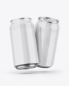 Two Metallic Cans W/ Glossy Finish Mockup Two Metallic Cans W/ Glossy Finish Mockup