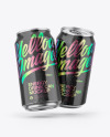 Two Metallic Cans W/ Glossy Finish Mockup Two Metallic Cans W/ Glossy Finish Mockup