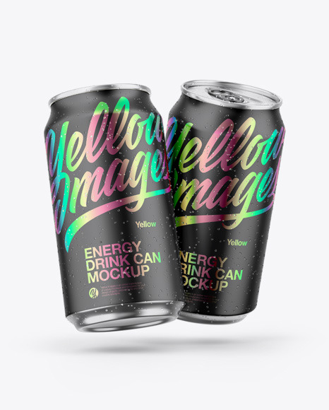 Two Metallic Cans W/ Matte Finish Mockup