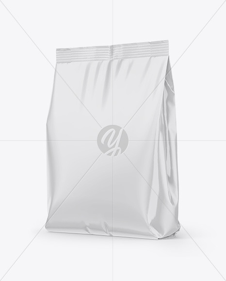 Glossy Stand-Up Bag Mockup - Half Side View