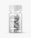 Clear Bottle with Metallized Pills Mockup