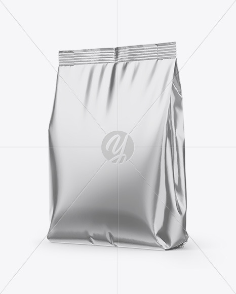 Metallic Stand-Up Bag Mockup - Half Side View