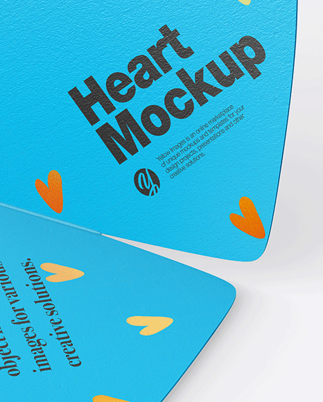 Two Textured Heart Shaped Cards Mockup