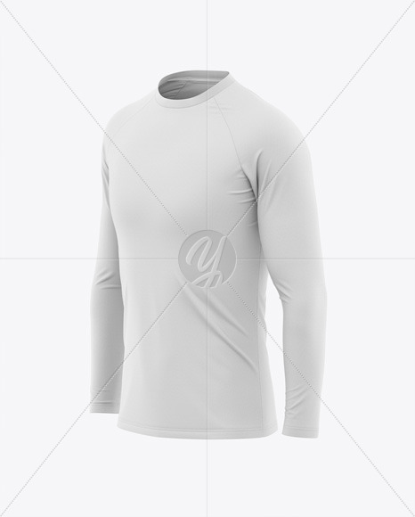 Men's Raglan Long Sleeve T-Shirt Mockup - Front Half Side View