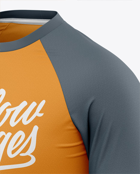 Men's Raglan Long Sleeve T-Shirt Mockup - Front Half Side View