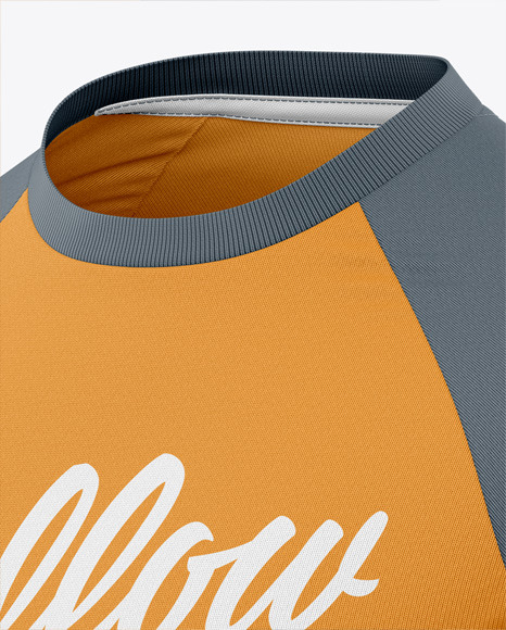 Men's Raglan Long Sleeve T-Shirt Mockup - Front Half Side View