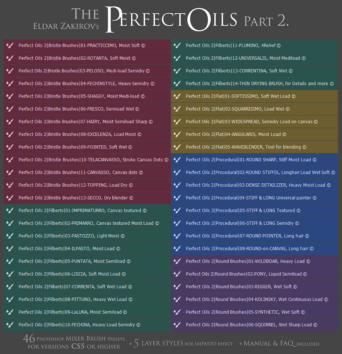 The Perfect Oils. Part 2. 46 Mixer Brush Presets for Photoshop CS5+ and 5 "Impasto" Lay... The Perfect Oils. Part 2. 46 Mixer Brush Presets for Photoshop CS5+ and 5 "Impasto" Lay...