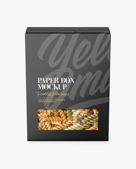 Paper Box with Tricolor Pasta Mockup - Front View