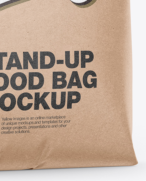 Kraft Stand-Up Bag Mockup - Half Side View