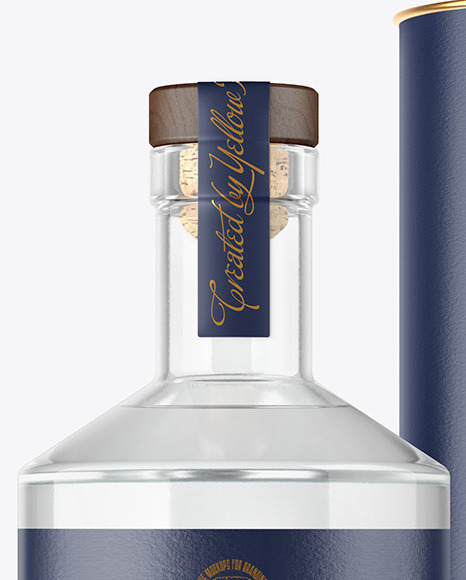 Clear Glass Gin Bottle with Tube Mockup