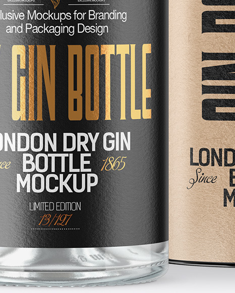 Clear Glass Gin Bottle with Tube Mockup